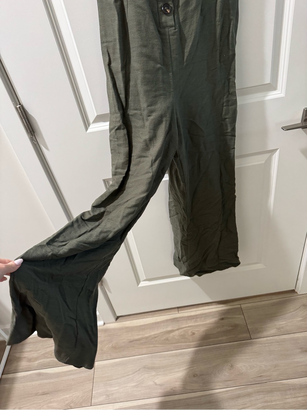 wild fable Olive Green Button-Front Wide-Leg Jumpsuit - Picture 2 of 5